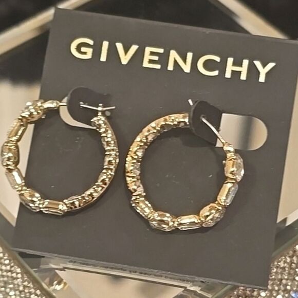Givenchy Small Baquette & Pear Shaped Crystal Hoop Earrings - Picture 7 of 7